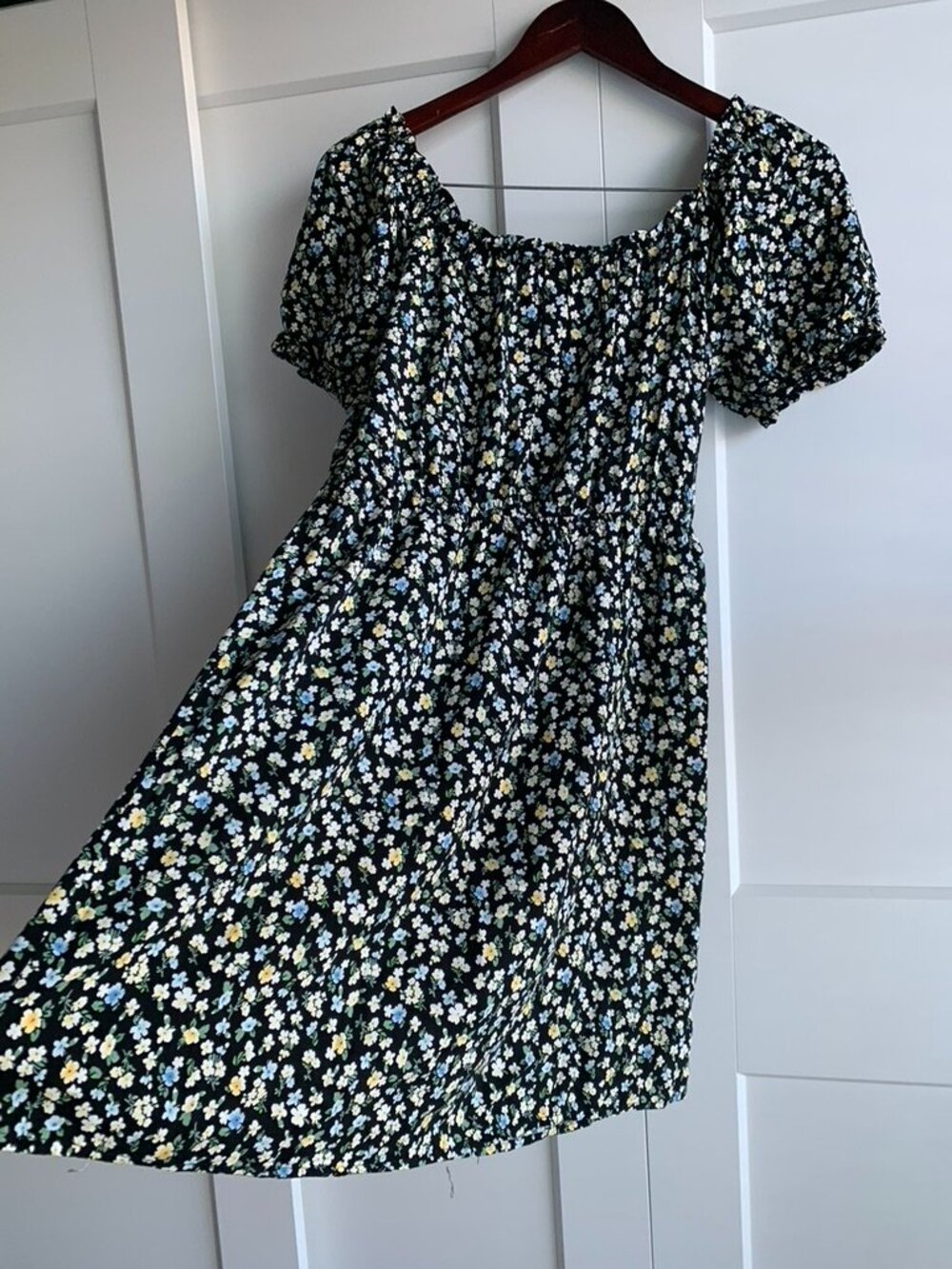 Smocked summer floral Midi Dress size M - Picture 3 of 7